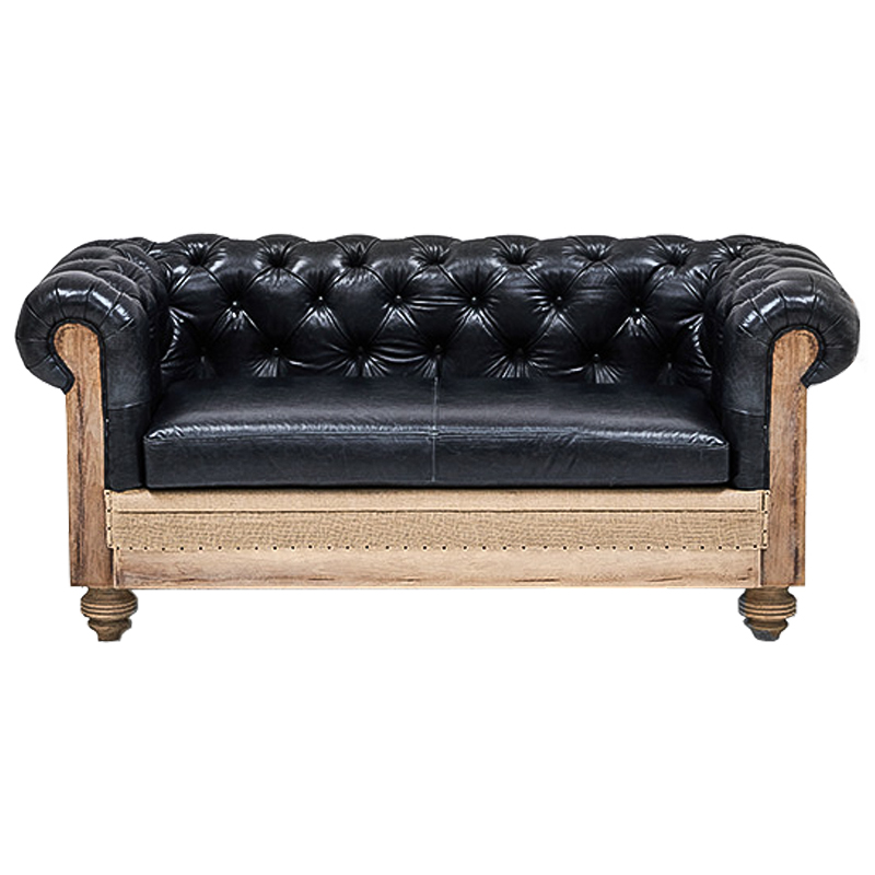 Диван Deconstructed Chesterfield Sofa double Black leather Черный Коричневый Диван Deconstructed Chesterfield Sofa double Black leather Черный Коричневый в Тюмени | Loft Concept