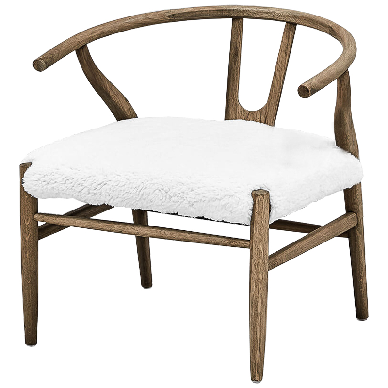 Стул Wishbone Faux Fur Stool Коричневый Белый Стул Wishbone Faux Fur Stool Коричневый Белый в Тюмени | Loft Concept