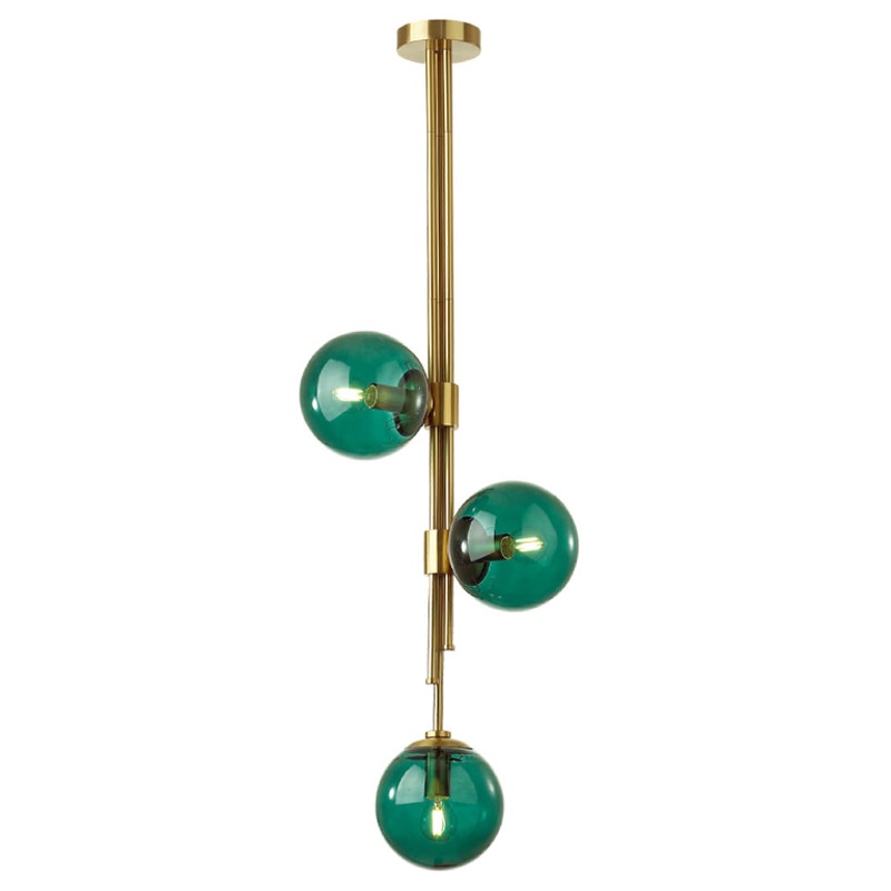 Светильник TRILOGY Ceiling Light Turquoise glass 100 Латунь Изумрудный Светильник TRILOGY Ceiling Light Turquoise glass 100 Латунь Изумрудный в Тюмени | Loft Concept