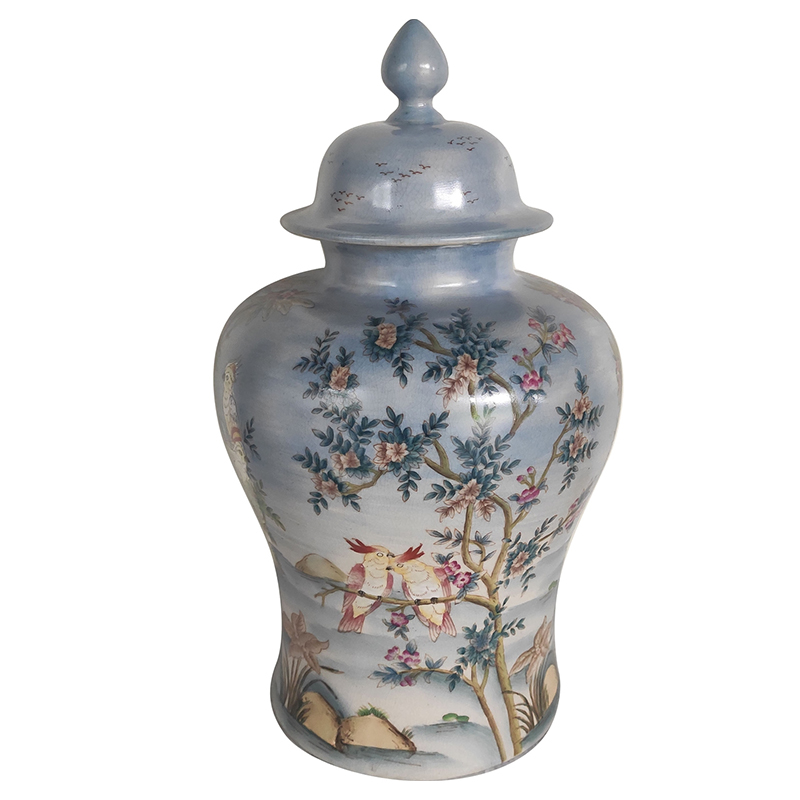 Ваза с крышкой Blue Vase Parrots Светло-голубой Мульти Ваза с крышкой Blue Vase Parrots Светло-голубой Мульти в Тюмени | Loft Concept
