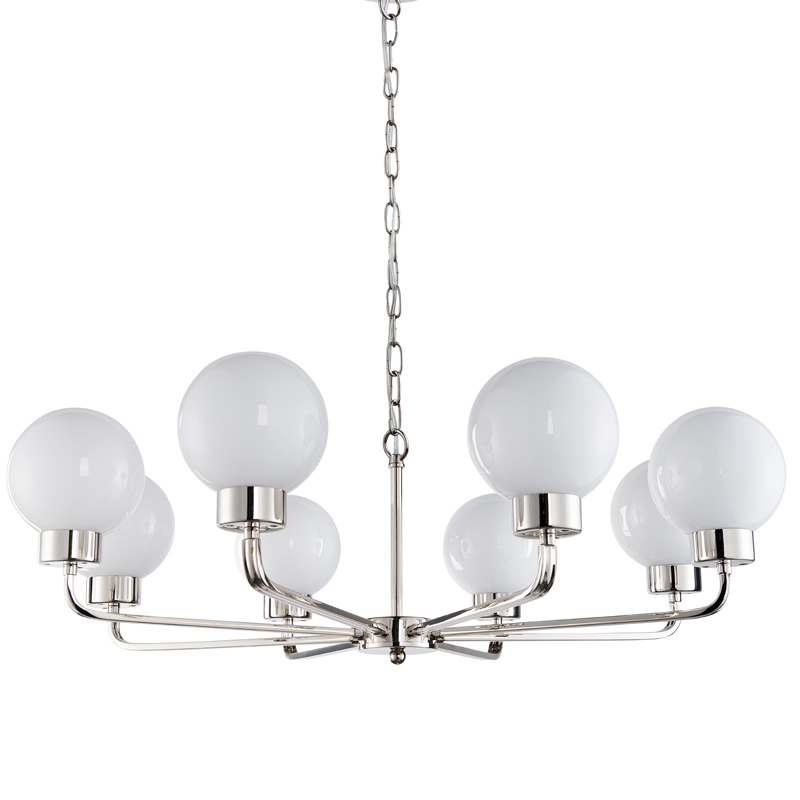 Люстра Zibille Chandelier Nickel Никель Белое матовое стекло Люстра Zibille Chandelier Nickel Никель Белое матовое стекло в Тюмени | Loft Concept