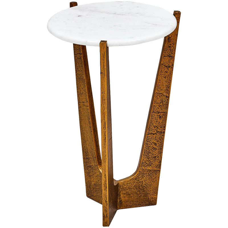 Приставной стол Anga Side Table Белый Винтажное Темное Золото Приставной стол Anga Side Table Белый Винтажное Темное Золото в Тюмени | Loft Concept