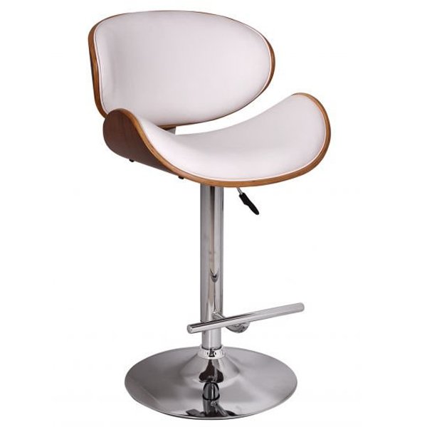 Барный стул Lounge Bar Stool белый Хром Белый Коричневый Барный стул Lounge Bar Stool белый Хром Белый Коричневый в Тюмени | Loft Concept