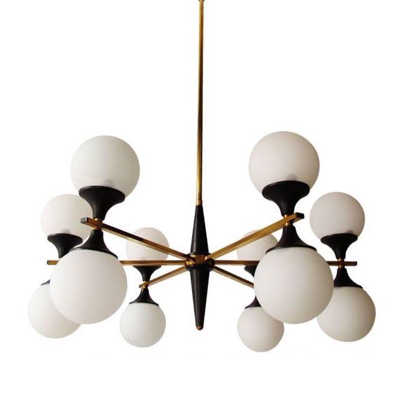 Люстра Ball Valley Arredoluce Chandelier Белый Латунь Черный Люстра Ball Valley Arredoluce Chandelier Белый Латунь Черный в Тюмени | Loft Concept