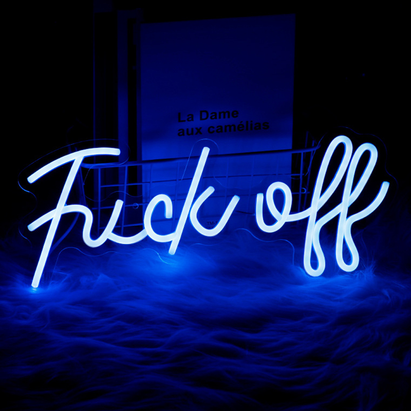 Неоновая настенная лампа Fuck Off Neon Wall Lamp Синий Синий Неоновая настенная лампа Fuck Off Neon Wall Lamp Синий Синий в Тюмени | Loft Concept
