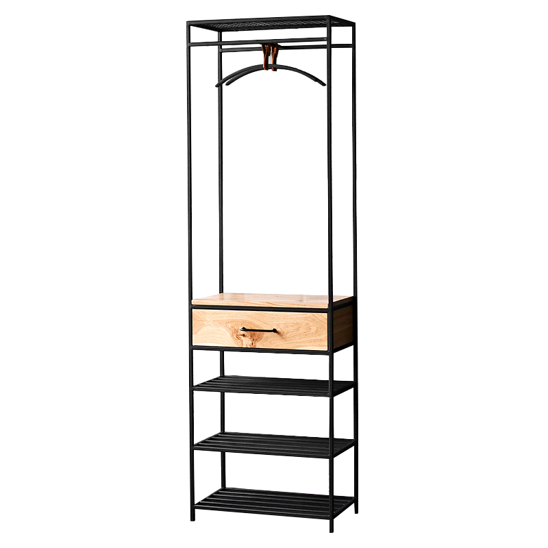 Напольная вешалка с ящиком Hatfield Industrial Floor Hanger Черный Светлый дуб Напольная вешалка с ящиком Hatfield Industrial Floor Hanger Черный Светлый дуб в Тюмени | Loft Concept
