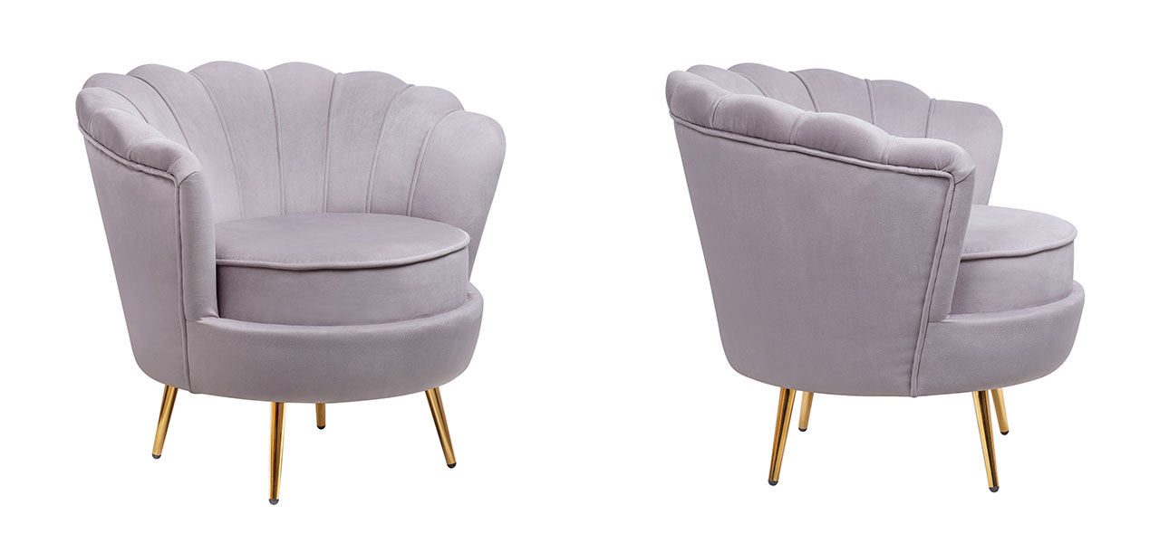 Кресло велюр серый Grey Flower - фото