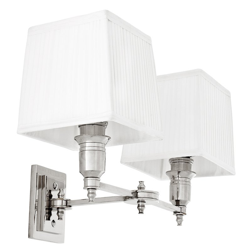 Бра Wall Lamp Lexington Double Nickel+White Никель Белый Бра Wall Lamp Lexington Double Nickel+White Никель Белый в Тюмени | Loft Concept