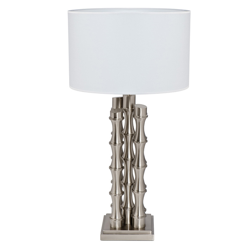 Настольная лампа с Белым Абажуром Damian Nickel Table Lamp Никель Сатин Белый Настольная лампа с Белым Абажуром Damian Nickel Table Lamp Никель Сатин Белый в Тюмени | Loft Concept