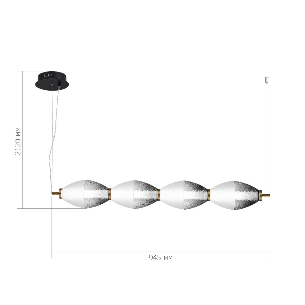 Подвесной светильник линейный в сочетании двух разных фактур стекла Enchanting в Тюмени
