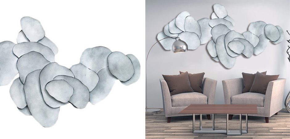 Арт-объект на стену Silver Blue Flakes Арт-объект на стену Silver Blue Flakes - Loft-Concept в Тюмени