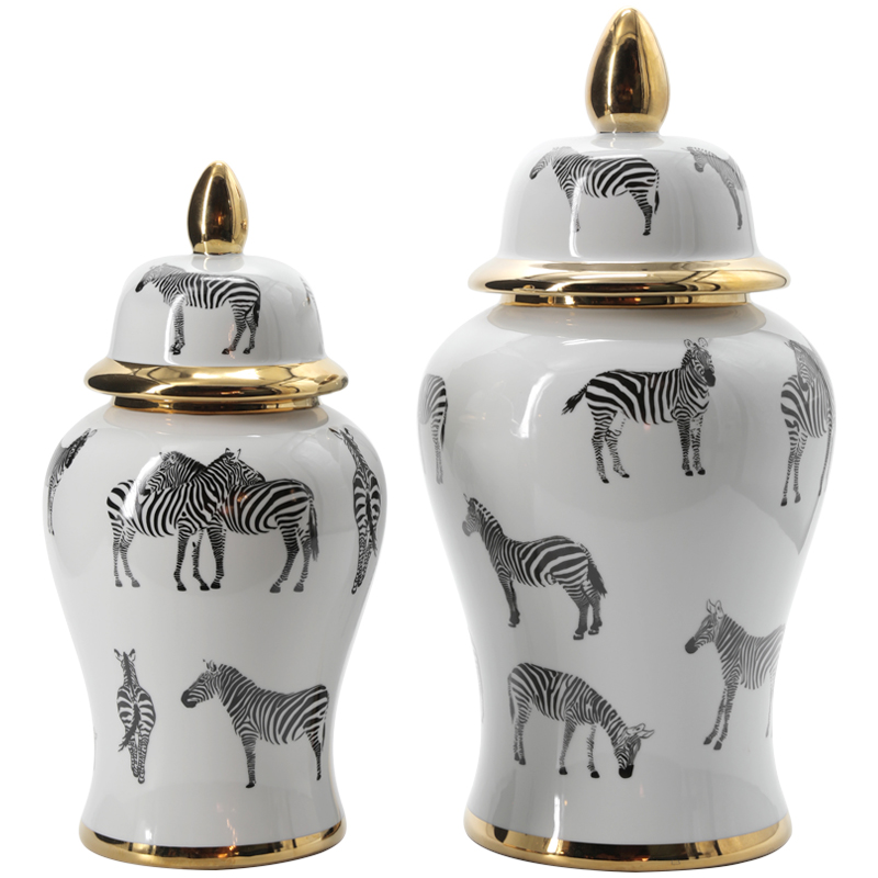 Ваза White Vase Zebra Черный Белый Золотой Ваза White Vase Zebra Черный Белый Золотой в Тюмени | Loft Concept