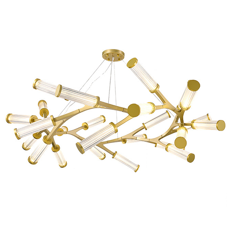 Люстра Cylinder Branches Chandelier Ring Gold Золотой Прозрачный Люстра Cylinder Branches Chandelier Ring Gold Золотой Прозрачный в Тюмени | Loft Concept
