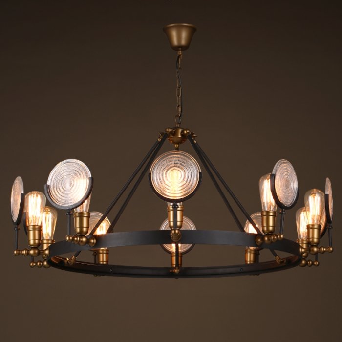 Люстра GASLIGHT LENS Chandelier 10 Черный Люстра GASLIGHT LENS Chandelier 10 Черный в Тюмени | Loft Concept