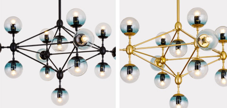 Люстра Modo Chandelier Globes Blue Ambre Gold Люстра Modo Chandelier Globes Blue Ambre Gold - Loft-Concept в Тюмени