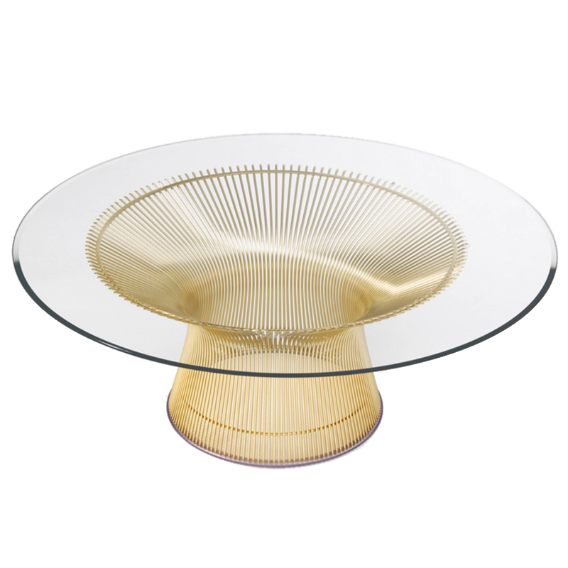 Стол Platner Coffee Gold Глянцевое золото Прозрачное Стекло Стол Platner Coffee Gold Глянцевое золото Прозрачное Стекло в Тюмени | Loft Concept