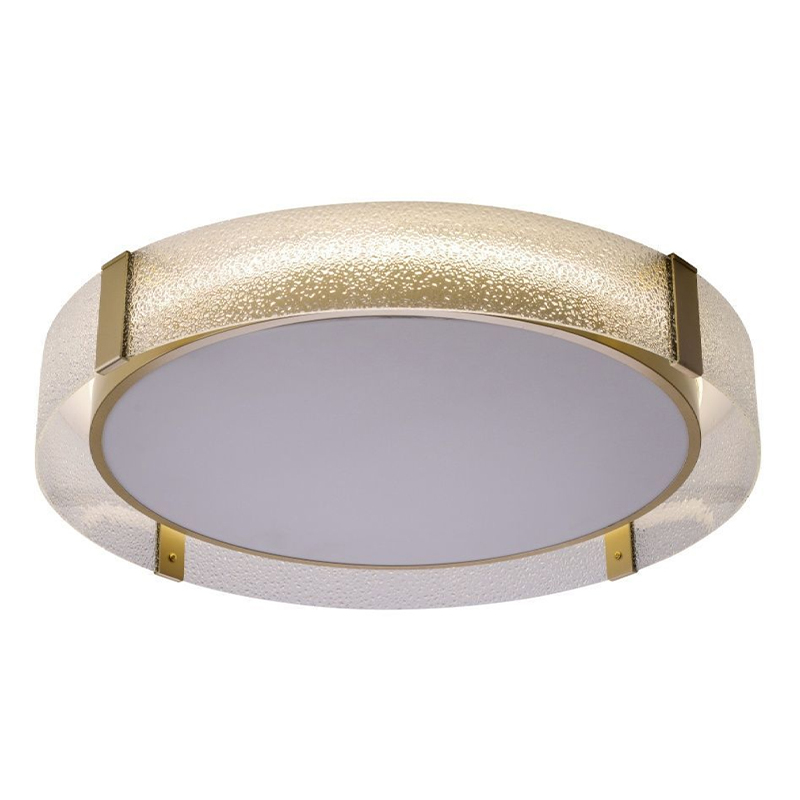 Потолочный светильник круглой формы из стали и стекла Round Glass Brass Латунь Потолочный светильник круглой формы из стали и стекла Round Glass Brass Латунь в Тюмени | Loft Concept