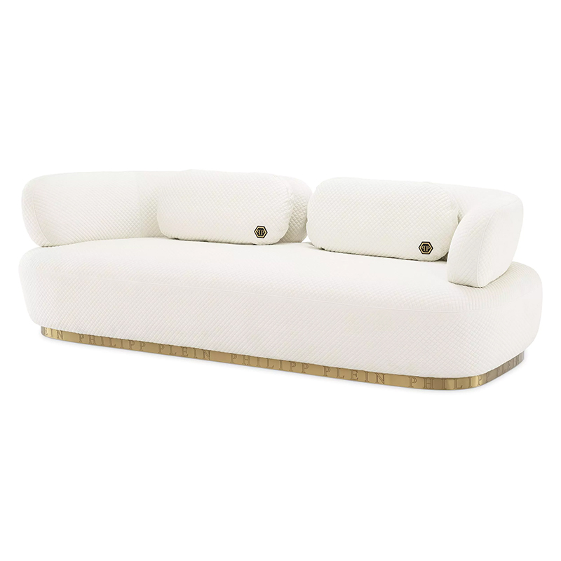 Диван Philipp Plein Sofa Signature Белый Белый Золотой Диван Philipp Plein Sofa Signature Белый Белый Золотой в Тюмени | Loft Concept