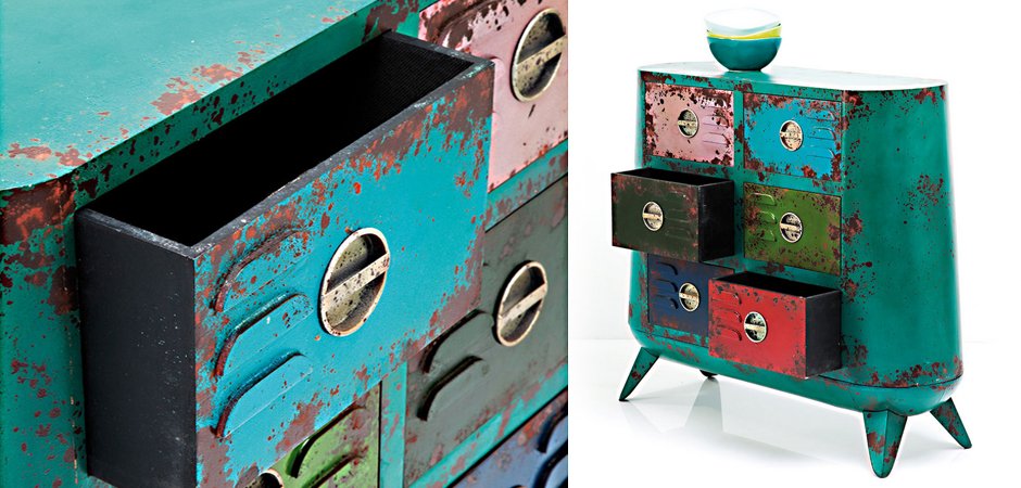 Комод металлический с цветными ящиками Retro Futurismo chest VI Комод металлический с цветными ящиками Retro Futurismo chest VI - Loft-Concept в Тюмени