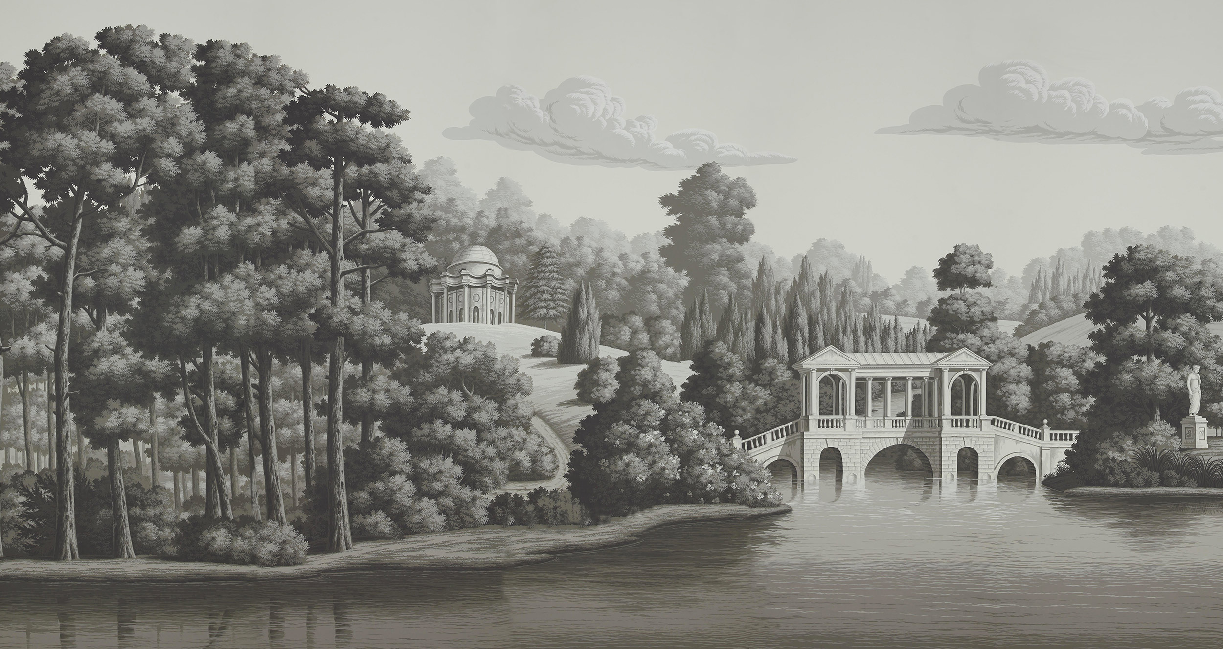 Обои ручная роспись English Landscape Eau Forte on scenic paper Обои ручная роспись English Landscape Eau Forte on scenic paper - постер Loft-Concept в Тюмени