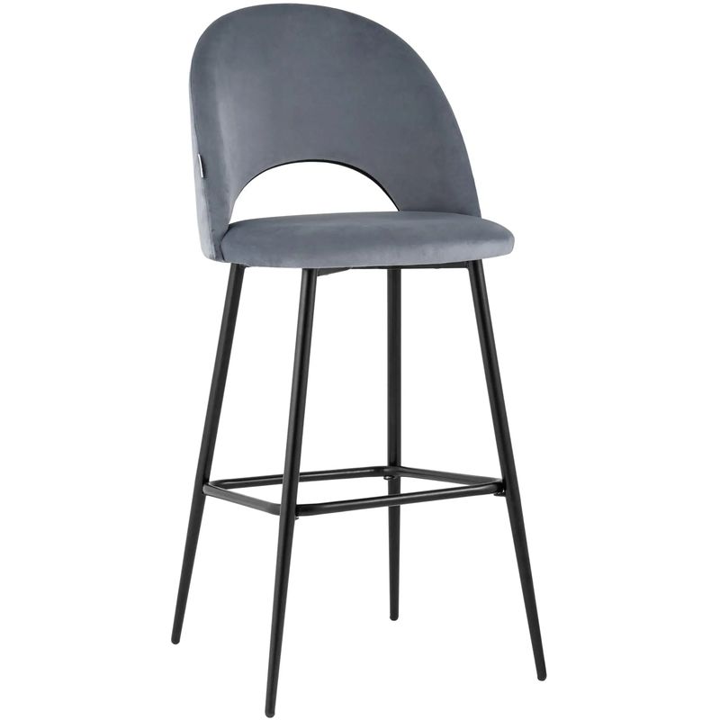 Барный Стул CLIFF Chair Серый Велюр Серый Черный Барный Стул CLIFF Chair Серый Велюр Серый Черный в Тюмени | Loft Concept