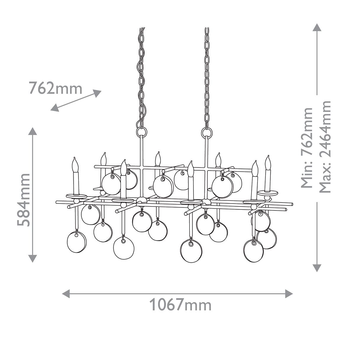 Люстра подвесная с 8-ю лампами и стеклянными круглыми подвесками Currey & Company в Тюмени