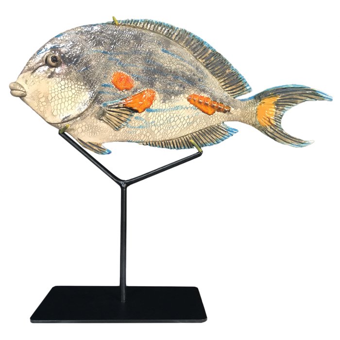 Статуэтка на подставке Gray Fish Серый Черный Белый Статуэтка на подставке Gray Fish Серый Черный Белый в Тюмени | Loft Concept