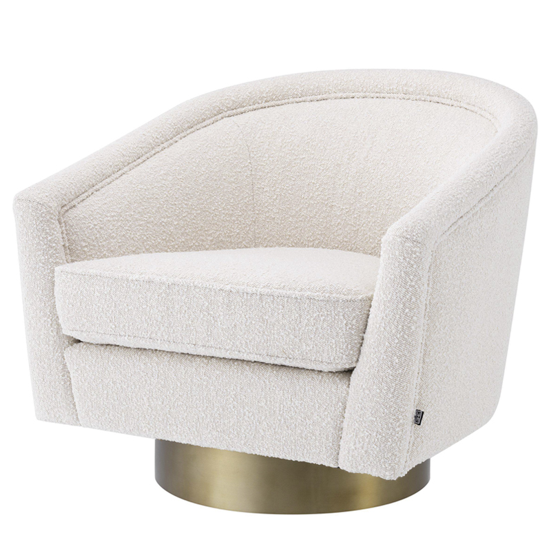 Кресло Eichholtz Swivel Chair Catene Boucle cream Кремовый матовое золото Кресло Eichholtz Swivel Chair Catene Boucle cream Кремовый матовое золото в Тюмени | Loft Concept