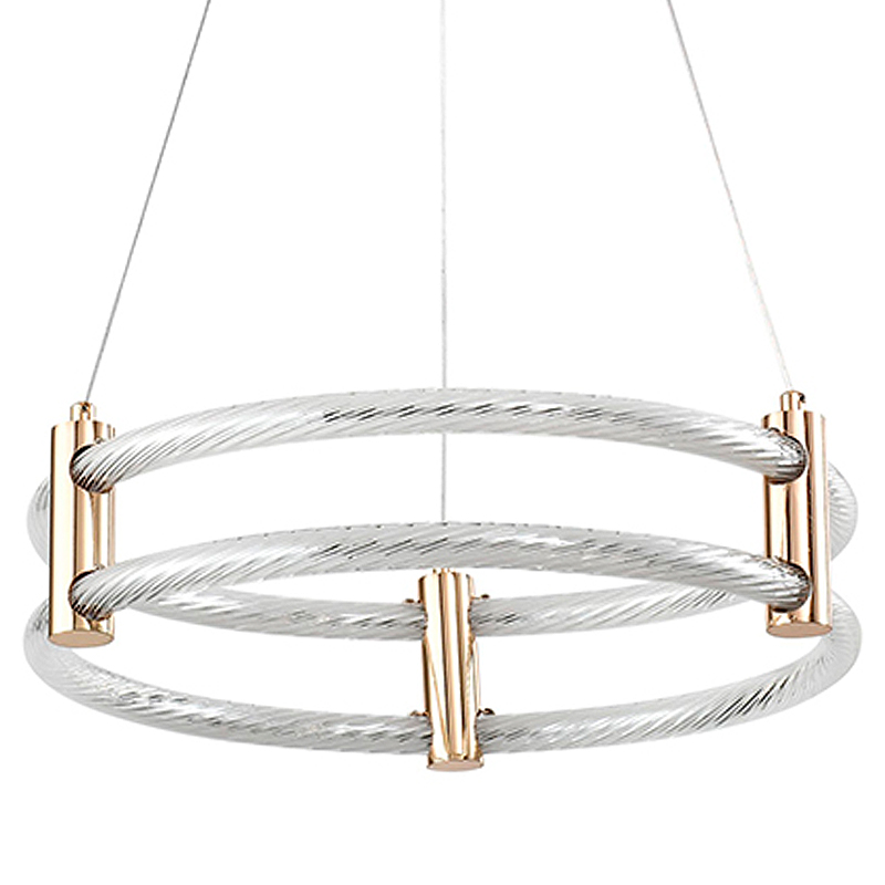 Люстра подвесная светодиодная с 2-мя плафонами в форме колец Lighting Rings Gold Золотой Белый Люстра подвесная светодиодная с 2-мя плафонами в форме колец Lighting Rings Gold Золотой Белый в Тюмени | Loft Concept