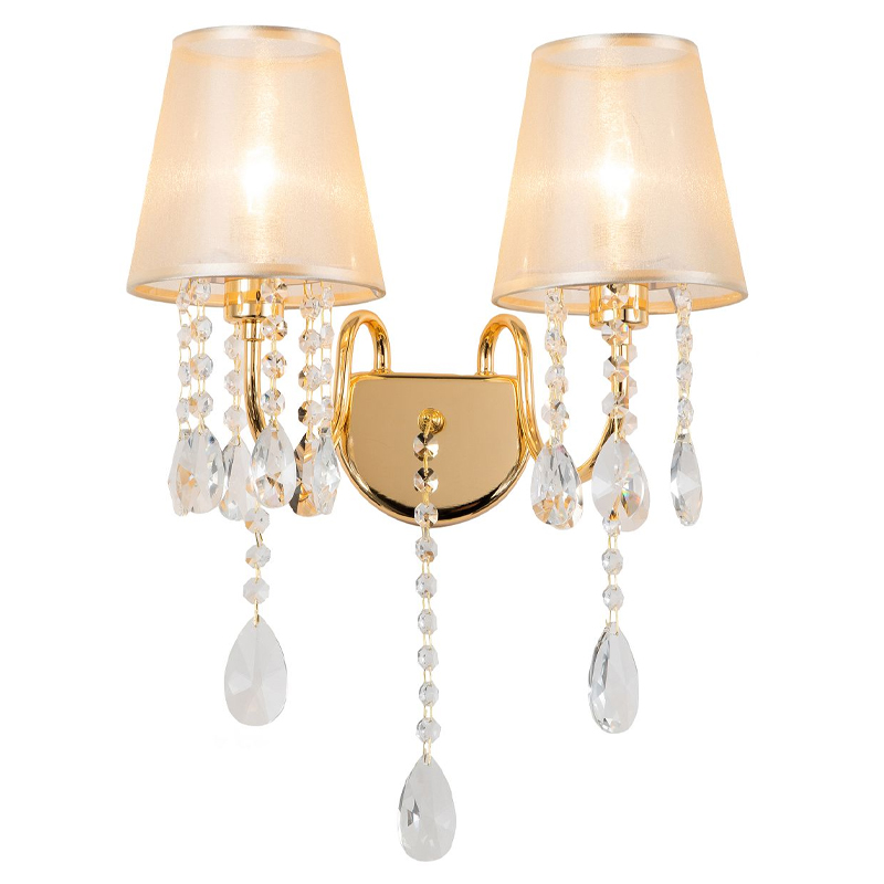 Двойное бра золотого цвета с хрустальным декором Dainty Light Золотой Янтарный Двойное бра золотого цвета с хрустальным декором Dainty Light Золотой Янтарный в Тюмени | Loft Concept