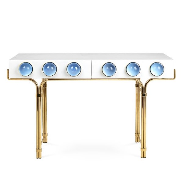 Консоль Globo Console Синий цвет Белый Консоль Globo Console Синий цвет Белый в Тюмени | Loft Concept
