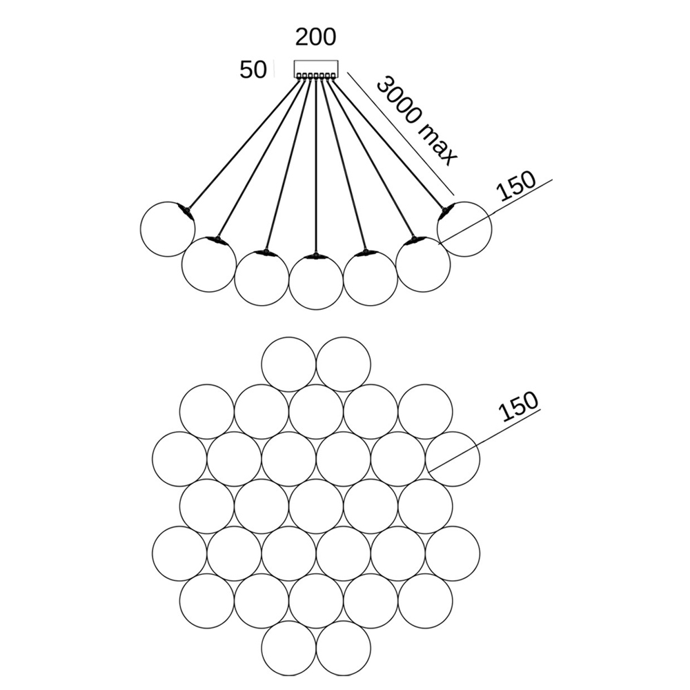 Люстра подвесная с сферическими плафонами из натурального камня Glowing Spheres в Тюмени