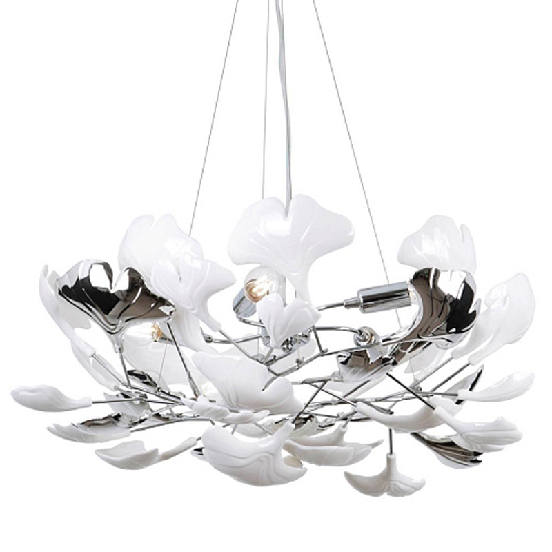Люстра Wintery flover Chrome с Белыми декоративными плафонами Хром Белый Люстра Wintery flover Chrome с Белыми декоративными плафонами Хром Белый в Тюмени | Loft Concept