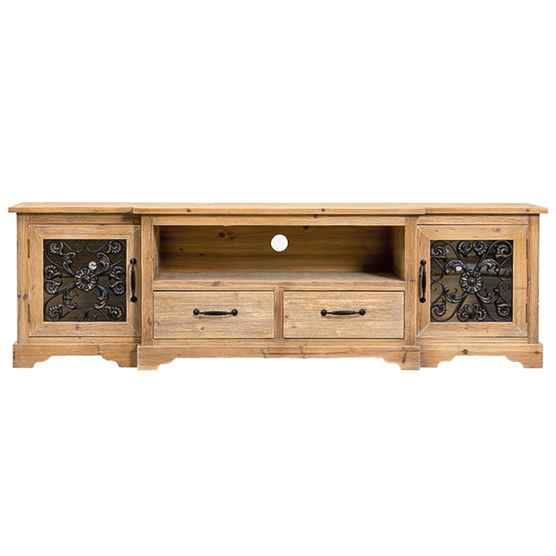 ТВ-Тумба Basile Provence Wood TV Stand Коричневый Древесина Прозрачное Стекло Черный ТВ-Тумба Basile Provence Wood TV Stand Коричневый Древесина Прозрачное Стекло Черный в Тюмени | Loft Concept