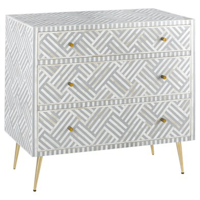 Комод инкрустация костью Gray Indian Bone Inlay 3 drawer Серый Белый Серый Комод инкрустация костью Gray Indian Bone Inlay 3 drawer Серый Белый Серый в Тюмени | Loft Concept