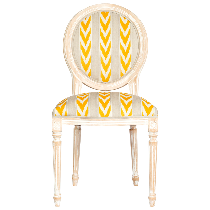 Стул Ikat Pattern с желтым узором Белый Желтый Бежевый Стул Ikat Pattern с желтым узором Белый Желтый Бежевый в Тюмени | Loft Concept