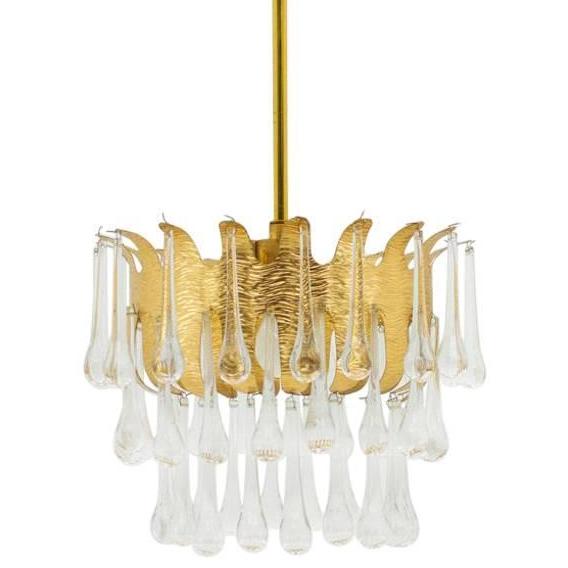 Люстра Ernst Palme Glass and Gilded Brass Chandelier Золотой Люстра Ernst Palme Glass and Gilded Brass Chandelier Золотой в Тюмени | Loft Concept