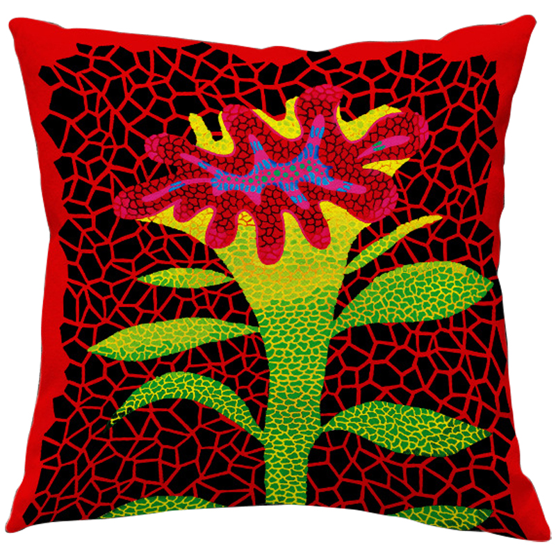 Декоративная подушка Yayoi Kusama Flower Red Красный Зеленый Желтый Мульти Декоративная подушка Yayoi Kusama Flower Red Красный Зеленый Желтый Мульти в Тюмени | Loft Concept
