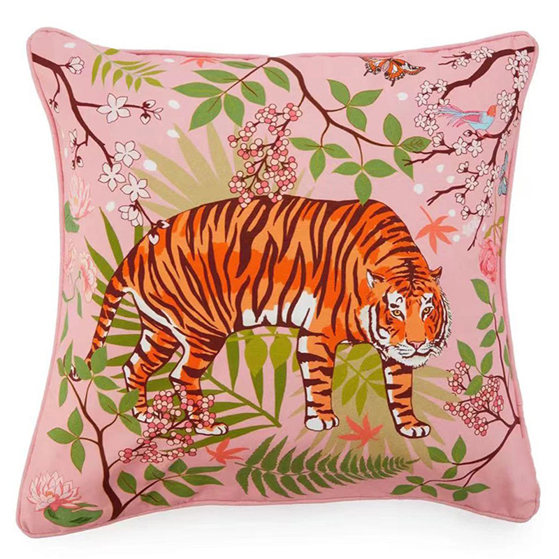 Декоративная подушка Tiger Pink Velvet Cushion Розовый Мульти Декоративная подушка Tiger Pink Velvet Cushion Розовый Мульти в Тюмени | Loft Concept