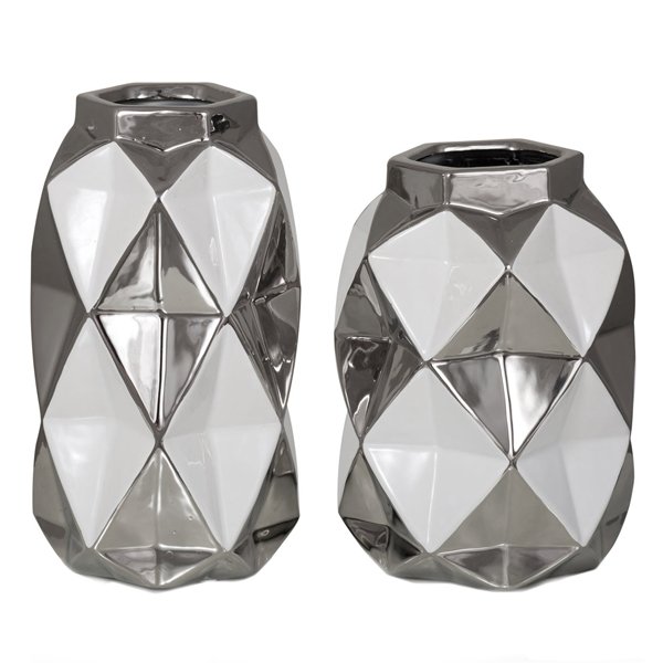 Ваза Origami Silver Серебряный Белый Ваза Origami Silver Серебряный Белый в Тюмени | Loft Concept