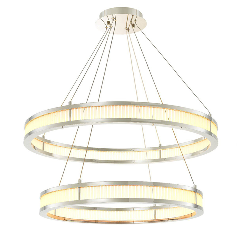 Люстра Eichholtz Chandelier Damien Double Nickel Никель Белое матовое стекло Люстра Eichholtz Chandelier Damien Double Nickel Никель Белое матовое стекло в Тюмени | Loft Concept