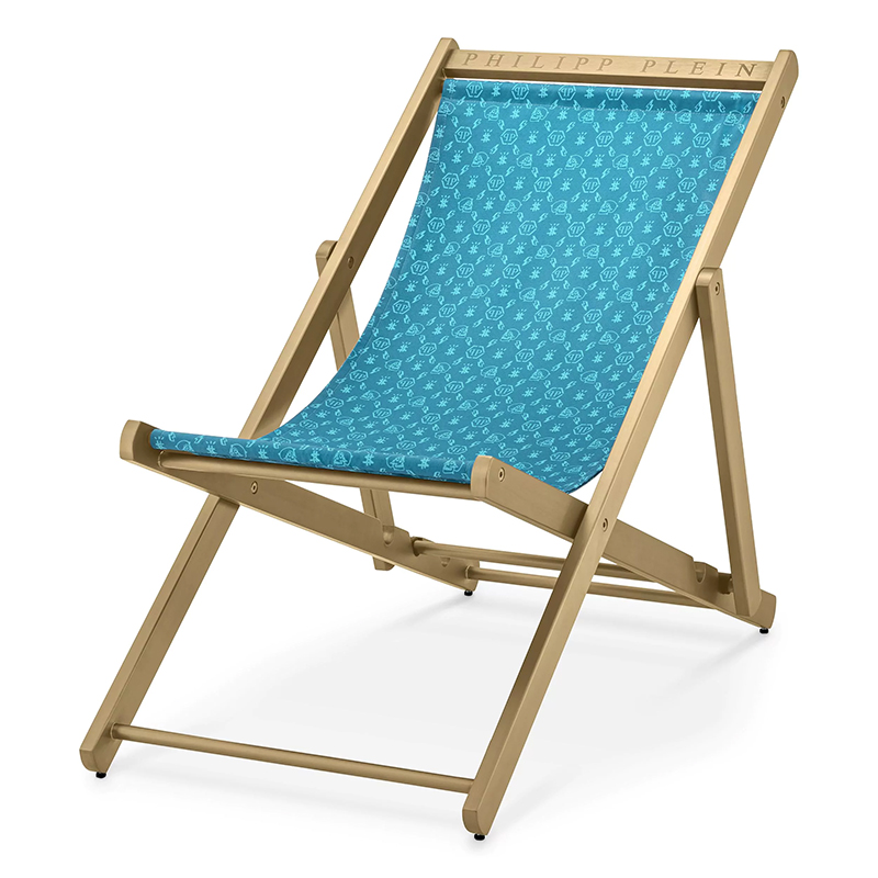 Кресло Philipp Plein Deck Chair Голубое Голубой Золотой Кресло Philipp Plein Deck Chair Голубое Голубой Золотой в Тюмени | Loft Concept