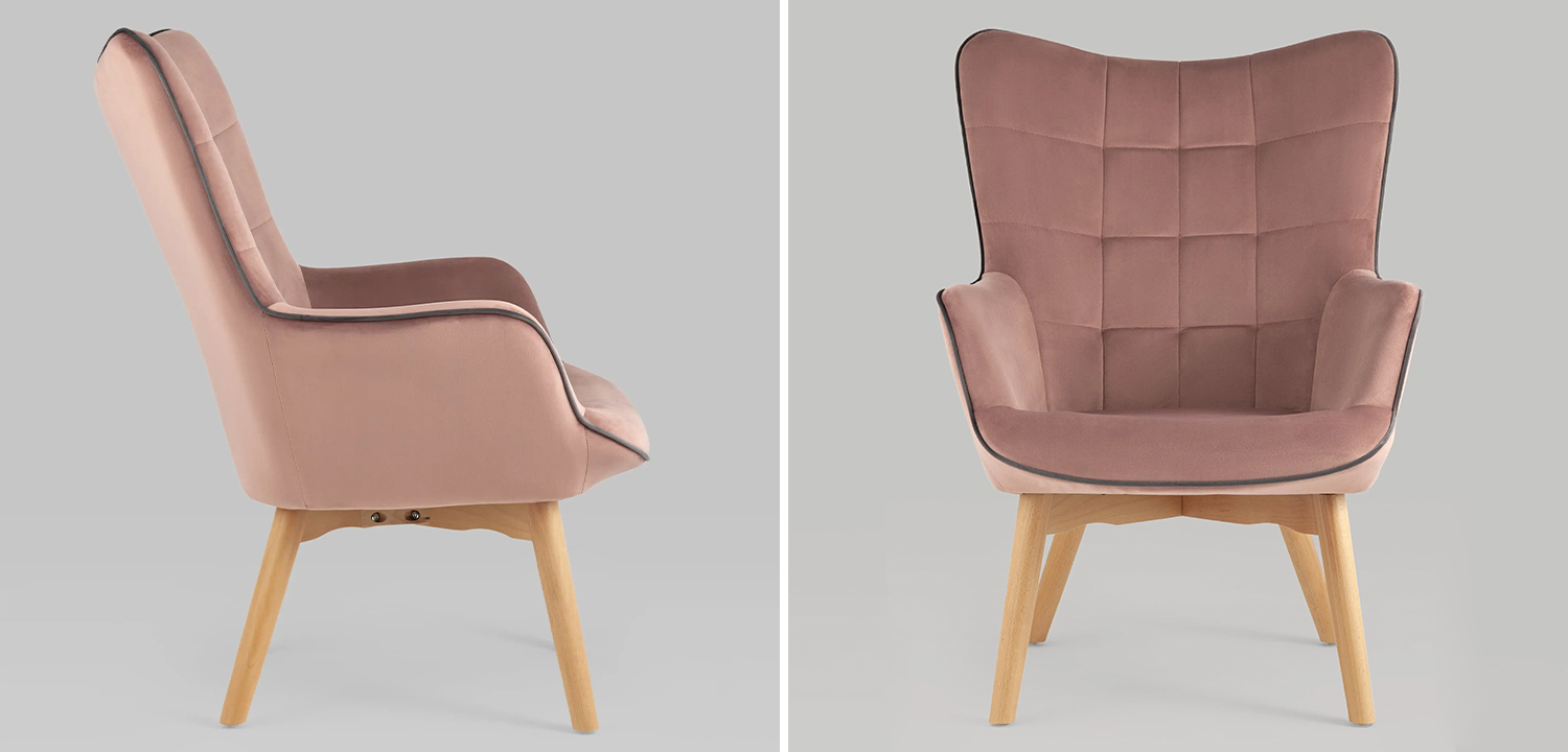 Кресло Cordelia розовый велюр - фото