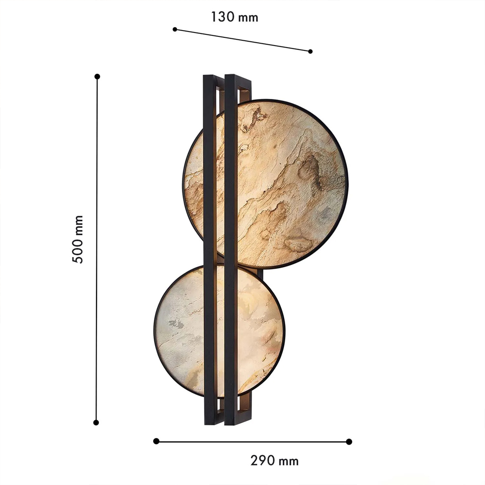 Бра из двух каменных дисков в металлической раме Constellation в Тюмени
