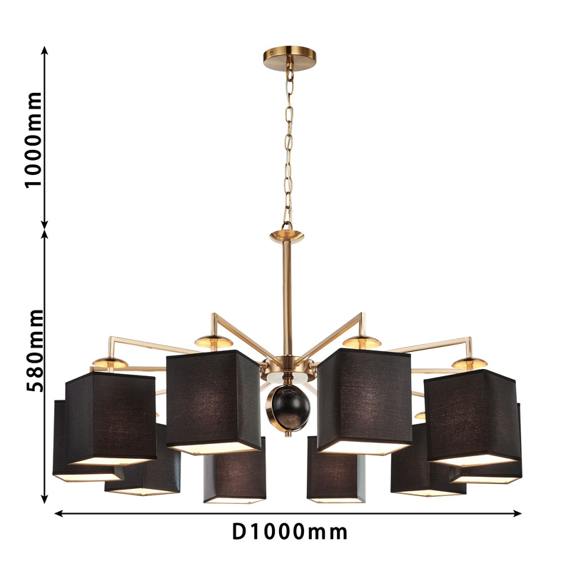 Люстра с черными плафонами и декором под мрамор QUATRO D100 см в Тюмени