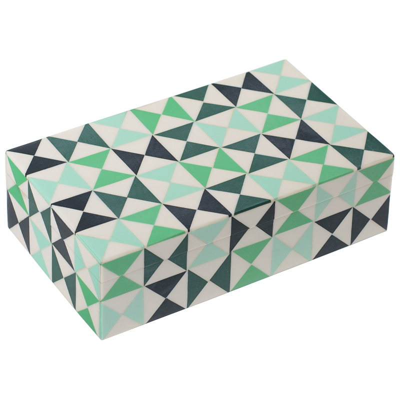 Шкатулка Small Triangles Green Bone Inlay Box Зеленый Белый Мятный Шкатулка Small Triangles Green Bone Inlay Box Зеленый Белый Мятный в Тюмени | Loft Concept