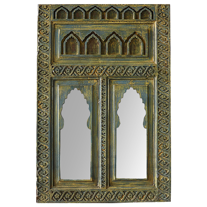 Зеркало Adah Grey Mango Carved Mirror Зеленый Зеркало Adah Grey Mango Carved Mirror Зеленый в Тюмени | Loft Concept