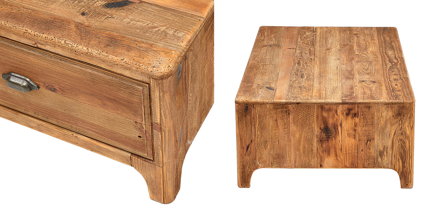Кофейный стол из массива сосны с 4-мя ящиками Tegan Coffee Table - фото №1