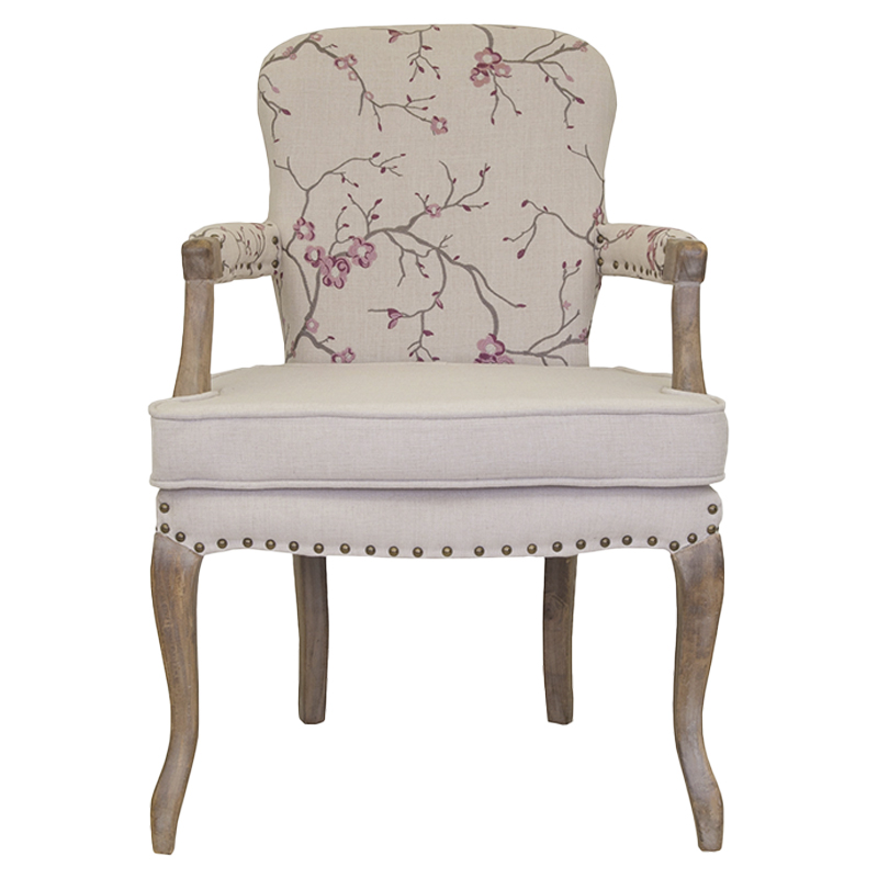 Кресло с изображением сакуры Aubrey Classical Armchair beige flax Бежевый Коричневый Розовый Кресло с изображением сакуры Aubrey Classical Armchair beige flax Бежевый Коричневый Розовый в Тюмени | Loft Concept