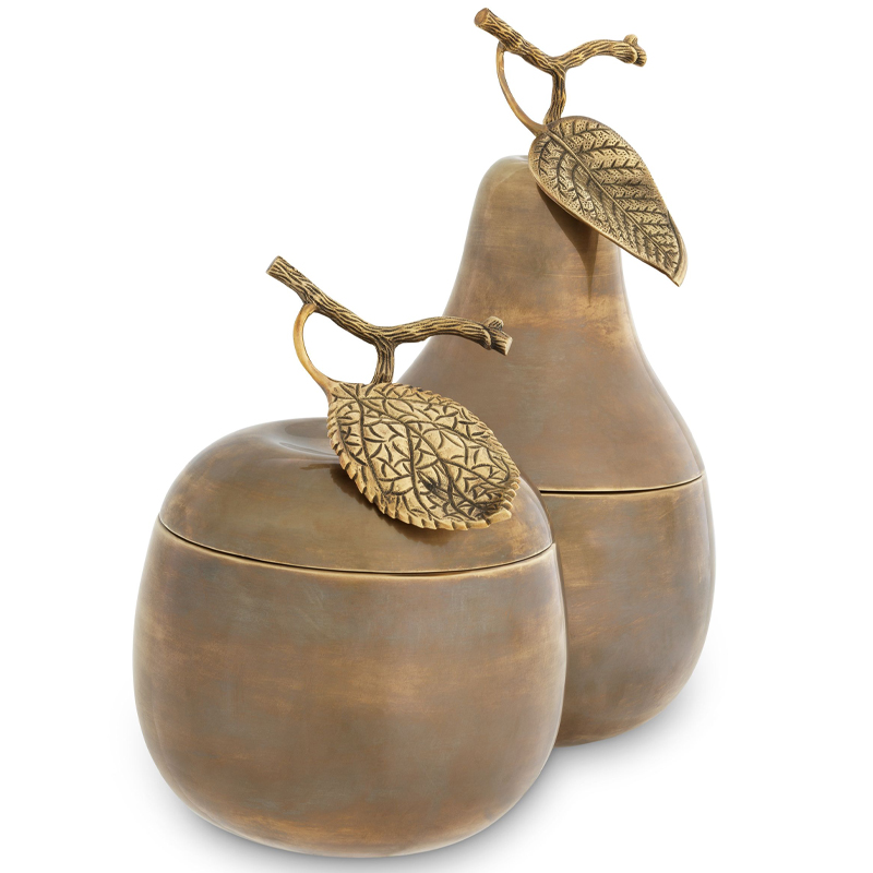 Комплект шкатулок Eichholtz Box Apple & Pear set of 2 brass Винтажная латунь Комплект шкатулок Eichholtz Box Apple & Pear set of 2 brass Винтажная латунь в Тюмени | Loft Concept